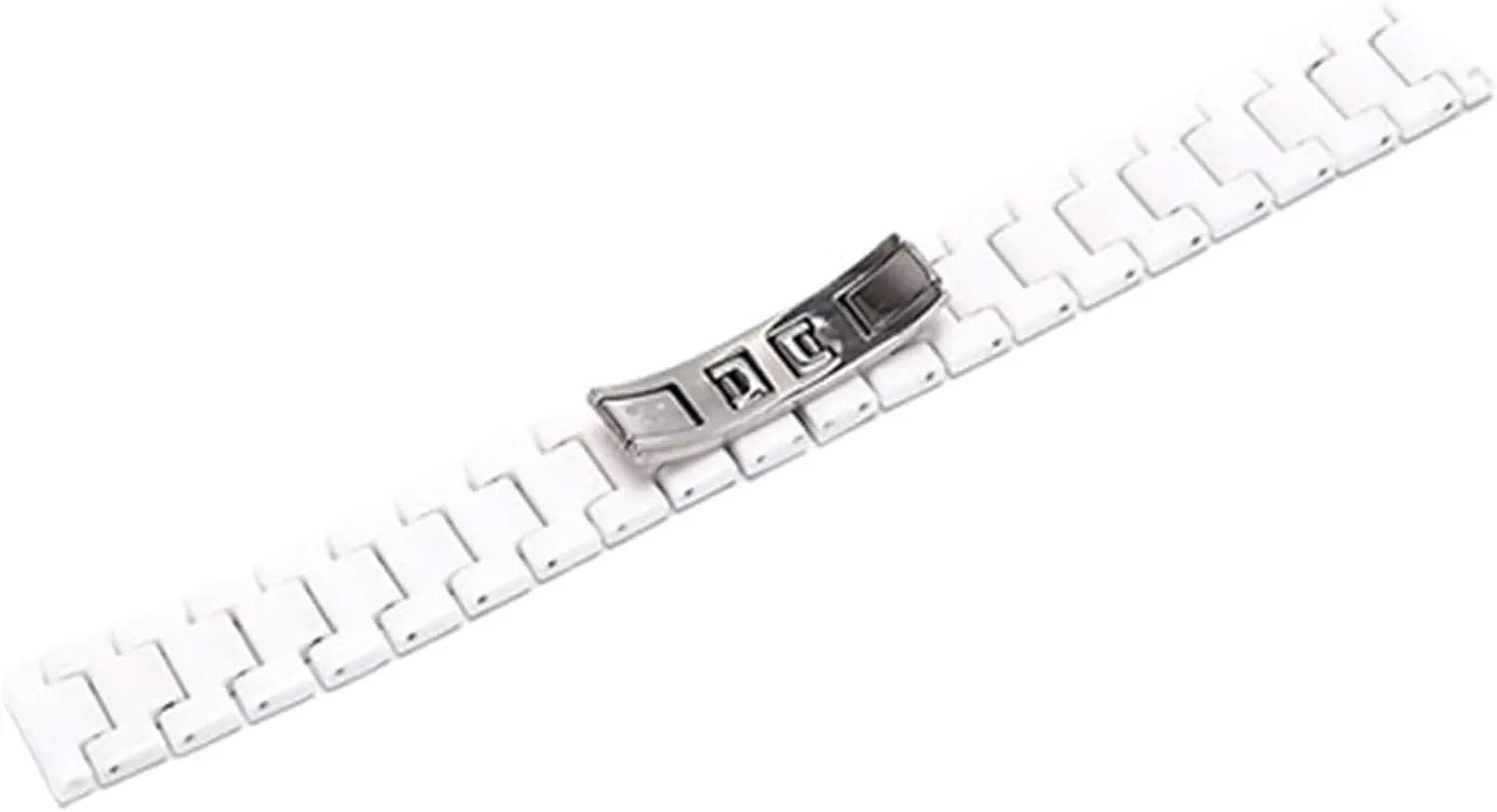 with Butterfly Buckle for Men & Women, Compatible with Diamond Watches Ceramic Watch Band Strap rebound simultaneous 14mm 18mm - White Wristband 