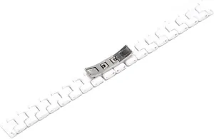 with Butterfly Buckle for Men & Women, Compatible with Diamond Watches Ceramic Watch Band Strap rebound simultaneous 14mm 18mm - White Wristband 