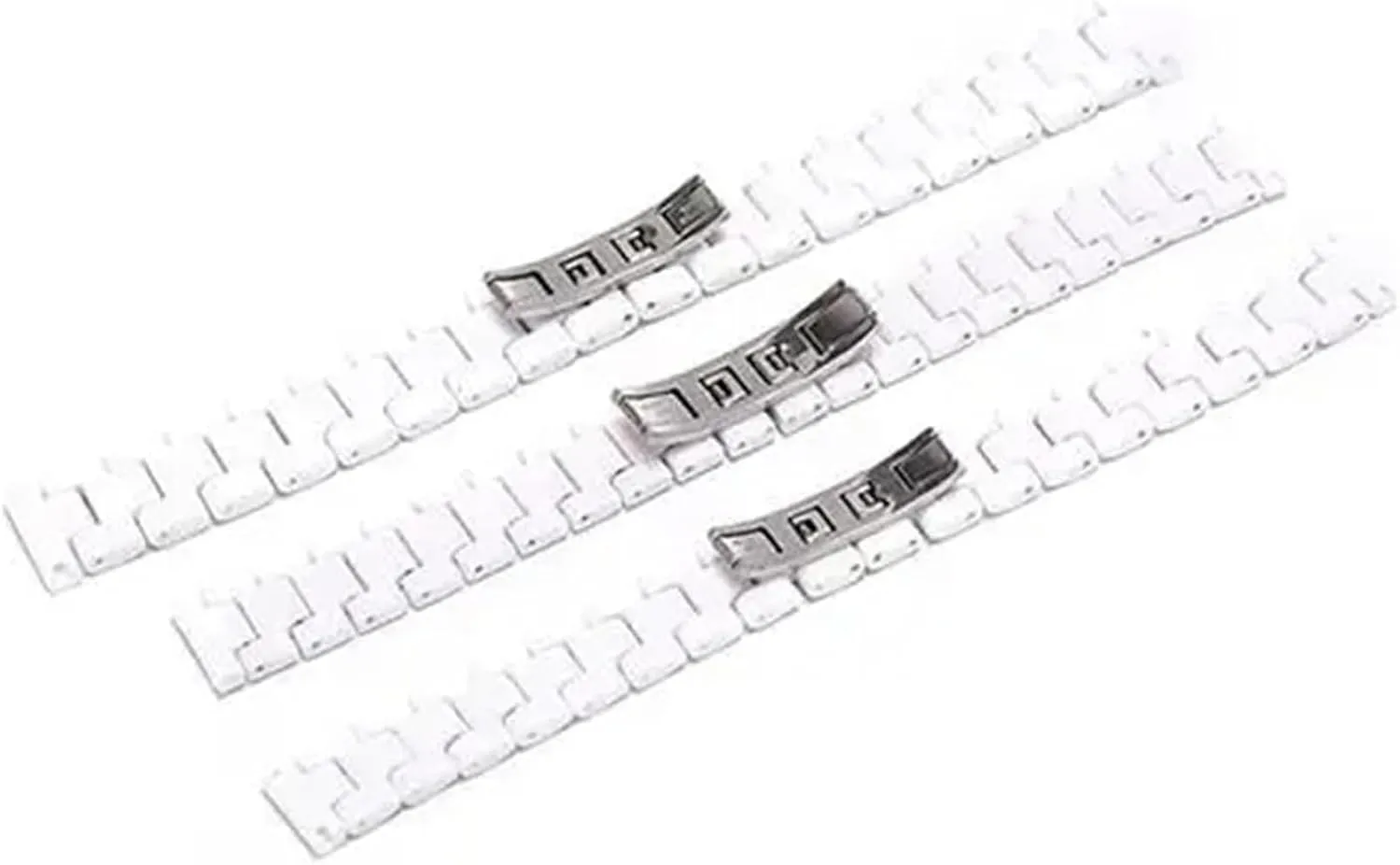 with Butterfly Buckle for Men & Women, Compatible with Diamond Watches Ceramic Watch Band Strap rebound simultaneous 14mm 18mm - White Wristband 