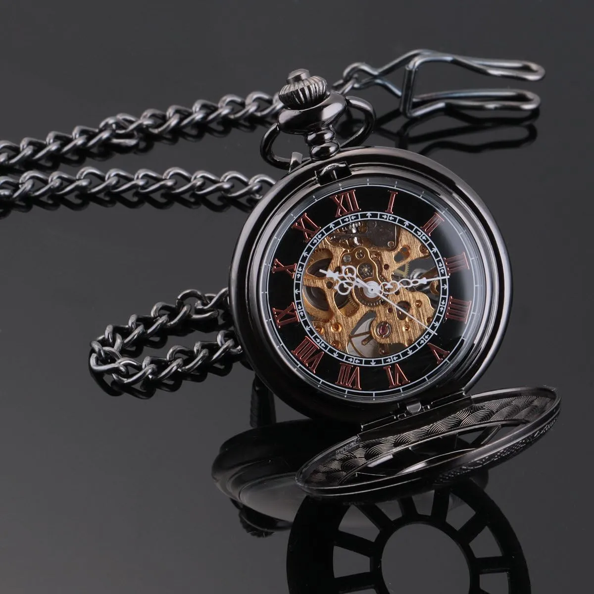 with Chain Steampunk Skeleton Antique Men Women sulfur Pocket Watches SIBOSUN Mechanical Pocket Watch for Men Pocket Watch 