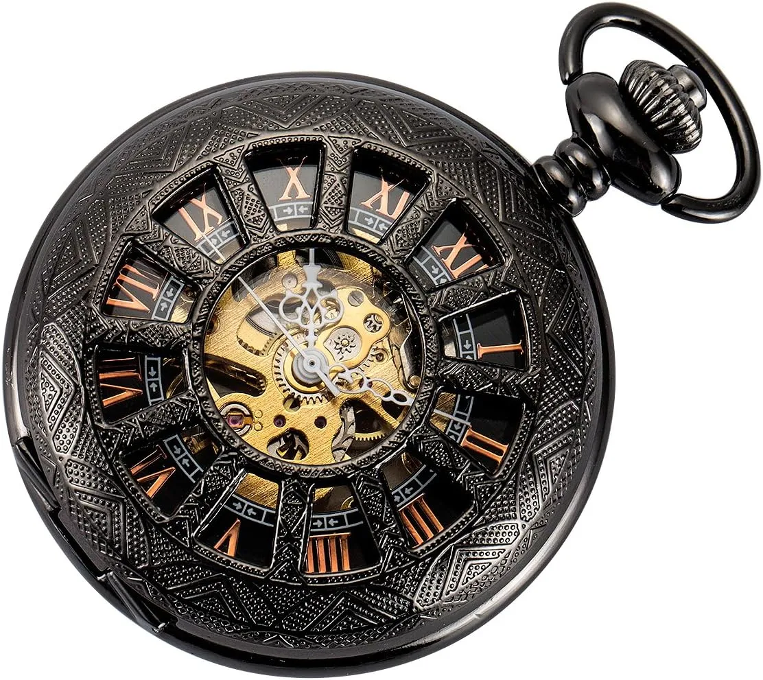 with Chain Steampunk Skeleton Antique Men Women sulfur Pocket Watches SIBOSUN Mechanical Pocket Watch for Men Pocket Watch 