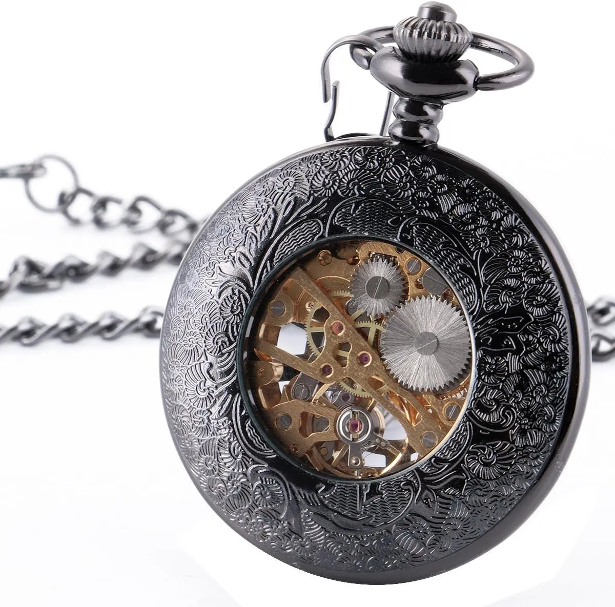 with Chain Steampunk Skeleton Antique Men Women sulfur Pocket Watches SIBOSUN Mechanical Pocket Watch for Men Pocket Watch 