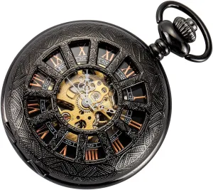 with Chain Steampunk Skeleton Antique Men Women sulfur Pocket Watches SIBOSUN Mechanical Pocket Watch for Men Pocket Watch 