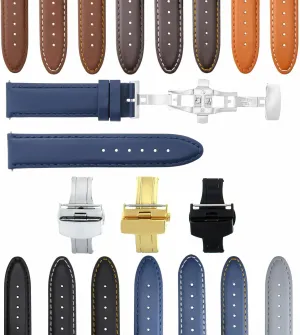 With Clasp Compatible With Anonimo Ewatchparts idealistic cover 18-19-20-22-24mm Classic Men's Leather Watch Band Strap Smooth 