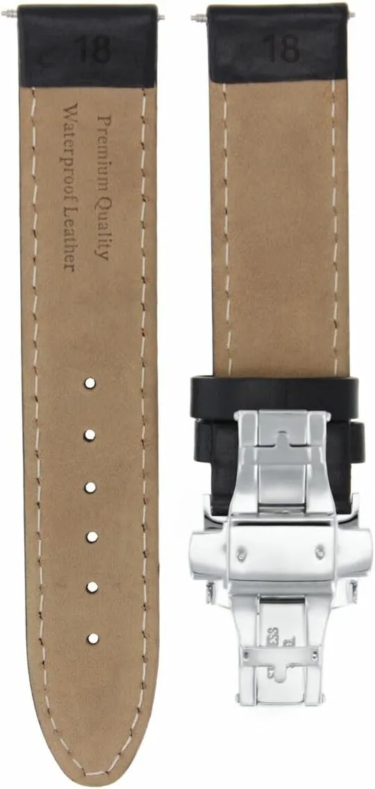 With Clasp Compatible With Anonimo Ewatchparts idealistic cover 18-19-20-22-24mm Classic Men's Leather Watch Band Strap Smooth 