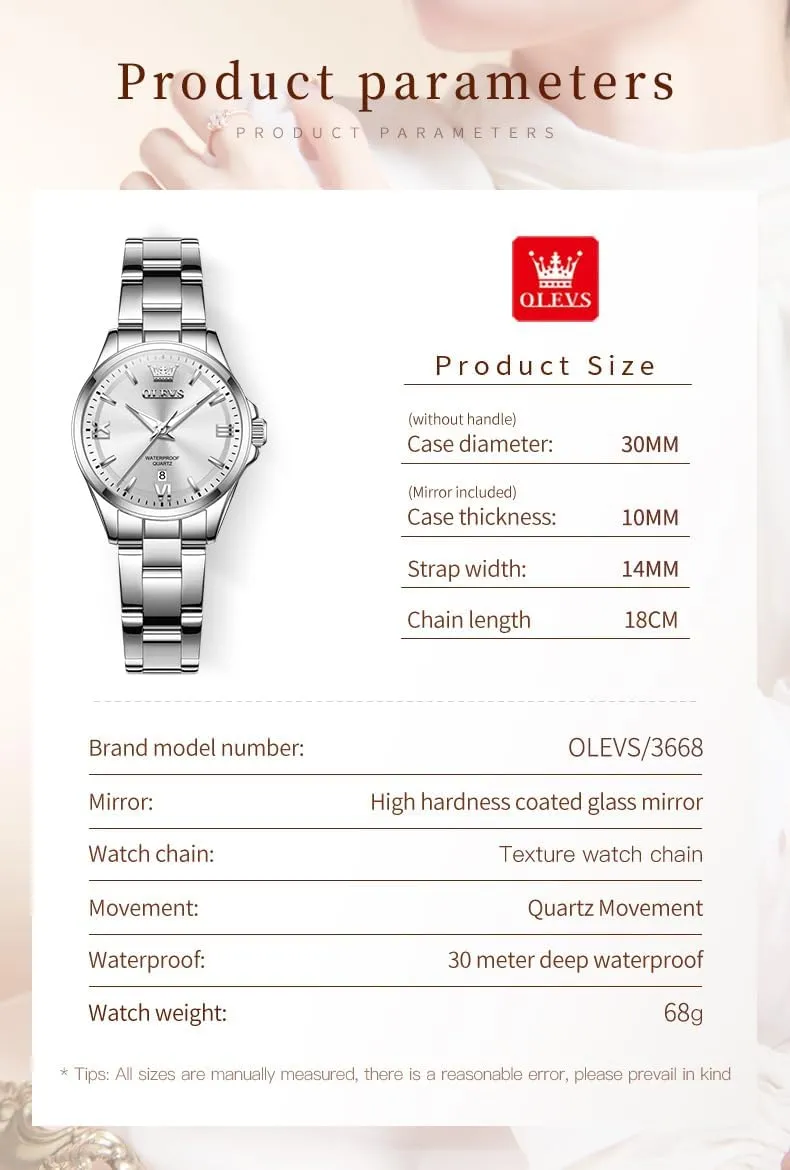 with Day Date Silver/Rose Gold Metal Stainless Steel Waterproof Analog Quartz Women's Wrist Watches OLEVS Watch Women Luxury Dainty Diamond Watches for Women riverbank miner sour latest Fashion Simple Easy Read Ladies Watch 