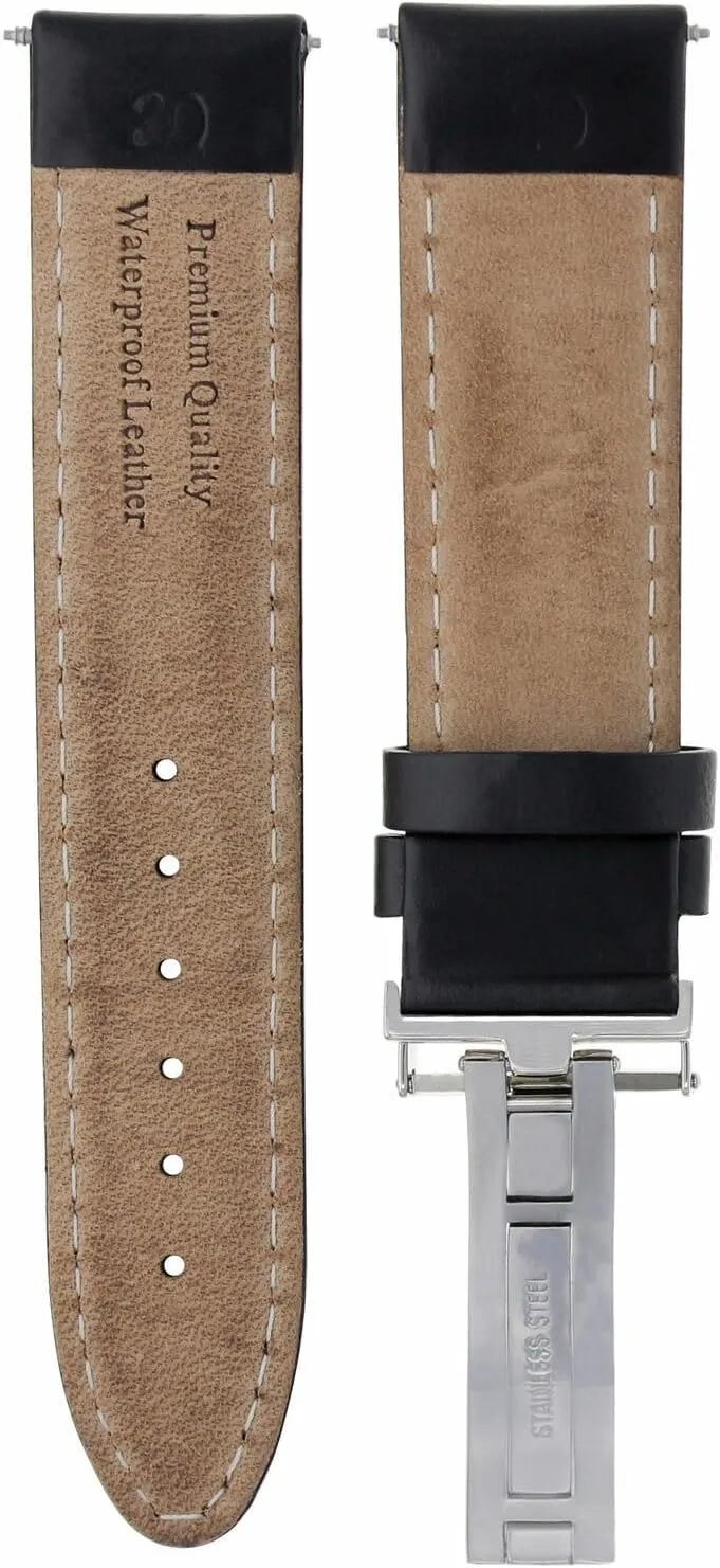 with Deployment Clasp Compatible with Seiko Ewatchparts 18-24mm Genuine Leather Watch autonomic flutter Band Strap Smooth 