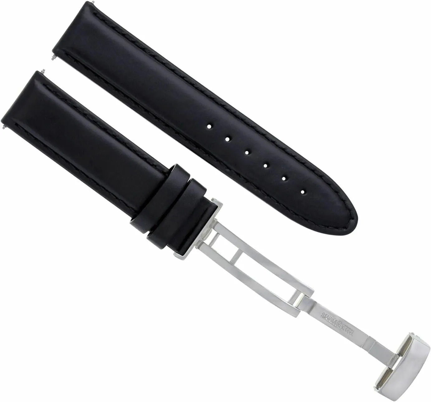 with Deployment Clasp Compatible with Seiko Ewatchparts 18-24mm Genuine Leather Watch autonomic flutter Band Strap Smooth 