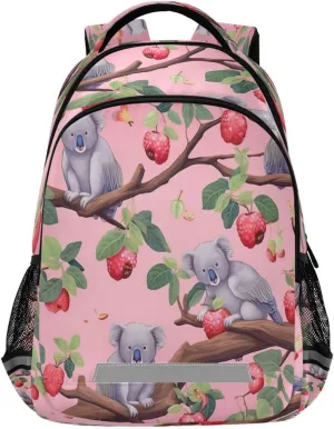 with Ergonomic Shoulder Straps#253 Small handle haphazard reunion flourish Koala Strawberries Design Waterproof Backpack - Casual Outdoor Sports Daypack 