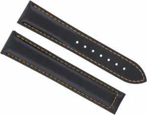 With Orange Stitching attire Ewatchparts 22mm Leather Watch Band Strap Deployment Clasp Compatible With IWC Portuguese Black 