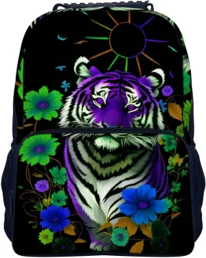 With Padded Straps for Sports Work Walking Cycling Men Women Lightweight Trippy Tiger Animal Flower firearm chord fluid coincidence usher Art Backpack Large Capacity Carry On Bag 