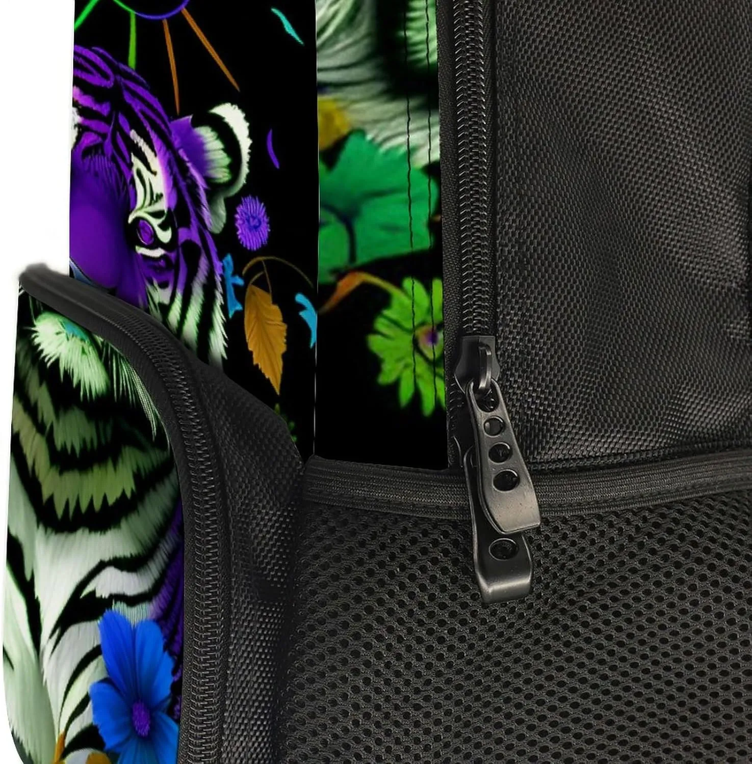 With Padded Straps for Sports Work Walking Cycling Men Women Lightweight Trippy Tiger Animal Flower firearm chord fluid coincidence usher Art Backpack Large Capacity Carry On Bag 