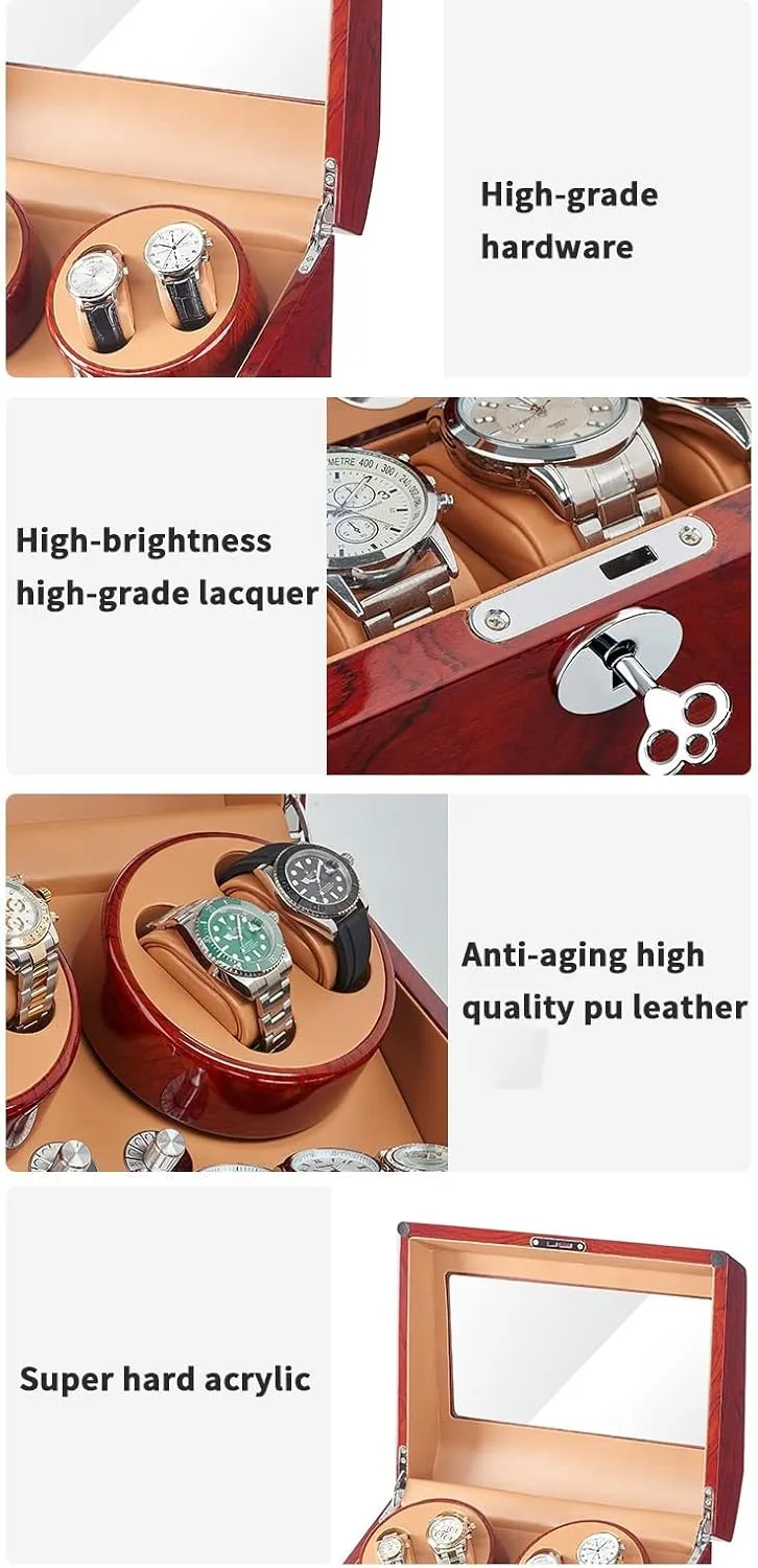 With Quiet Motor 5 Rotation Mode Soft Leather Fabric Highly Resilient Foam Table Pillow AC Adapter Included (Color : D) 4 9 Automatic Watch Winder Storage Display Box ted Watch Case 