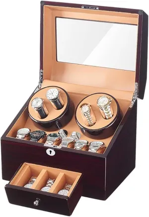 With Quiet Motor 5 Rotation Mode Soft Leather Fabric Highly Resilient Foam Table Pillow AC Adapter Included (Color : D) 4 9 Automatic Watch Winder Storage Display Box ted Watch Case 