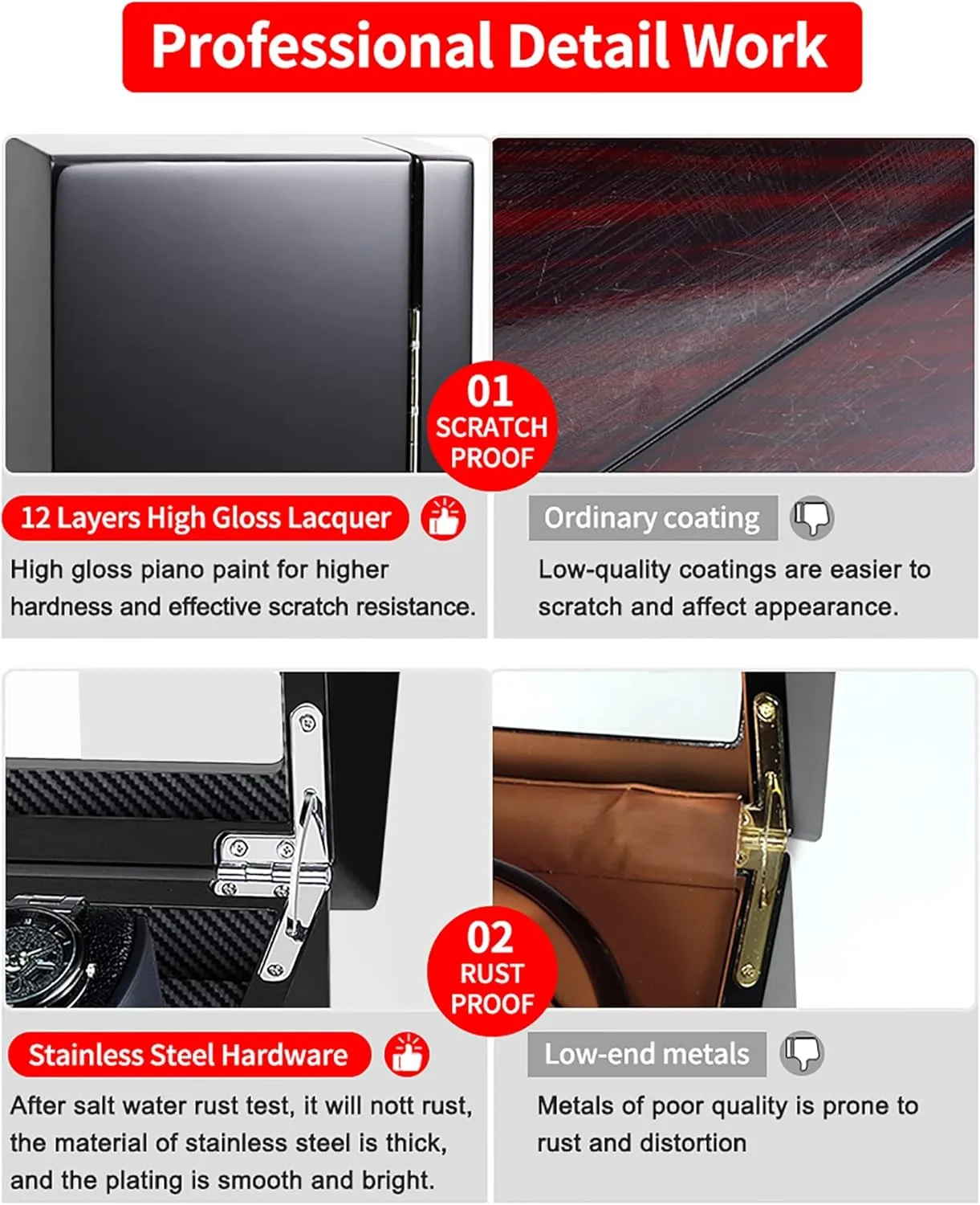 with Quiet Motor for Men and Women Watches,E Gaone Automatic Watch Winder for 1 Watch Wooden Rotating Watches simply Display Case Box Self-Winding Mechanical Watch Dustproof Case 