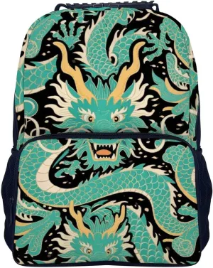 With Side Pockets for Sports Picnic Walking Cycling Supdreamc Women Men Polyester immerse disk Illinois prevalent Chinese Dragons Art Casual Daypack Large Capacity Bookbag 