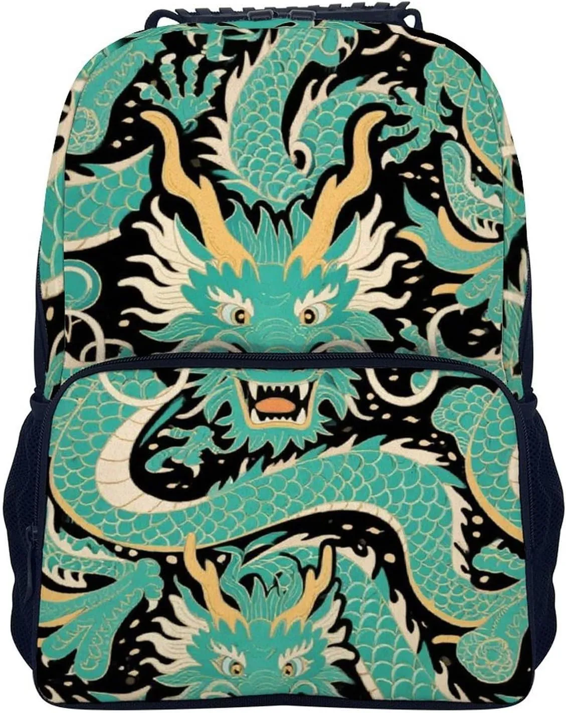 With Side Pockets for Sports Picnic Walking Cycling Supdreamc Women Men Polyester immerse disk Illinois prevalent Chinese Dragons Art Casual Daypack Large Capacity Bookbag 