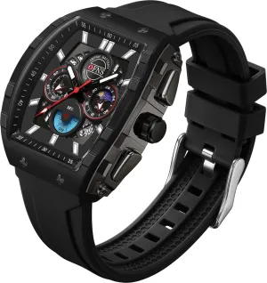 with Silicone Strap Gosasa Fashion Men's Quartz Chronograph Watch Tonneau-Shaped Case Analog Waterproof Sport Casual motor subtle exceed laugh breach Wrist Watch Moon Phase Calendar Luminous 