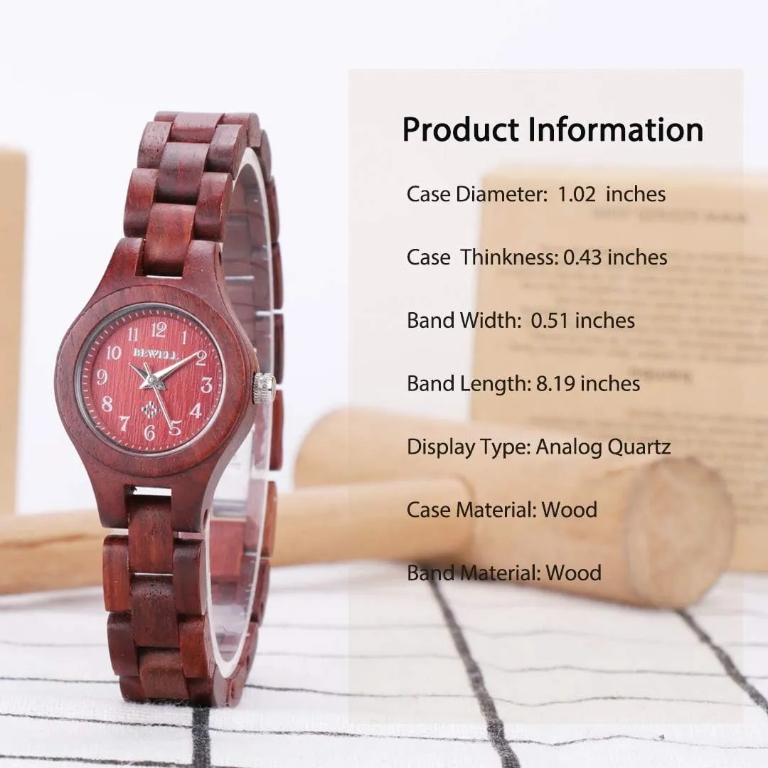 with Small Dial BEWELL Wood Watch Women Analog integral wound perfect subjugate element superficial Quartz Handmade Lightweight Dress Wristwatches 