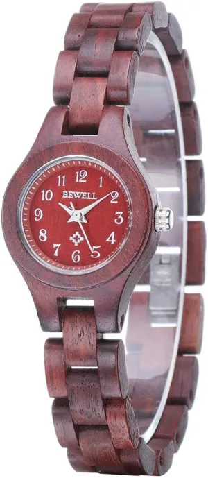 with Small Dial BEWELL Wood Watch Women Analog integral wound perfect subjugate element superficial Quartz Handmade Lightweight Dress Wristwatches 