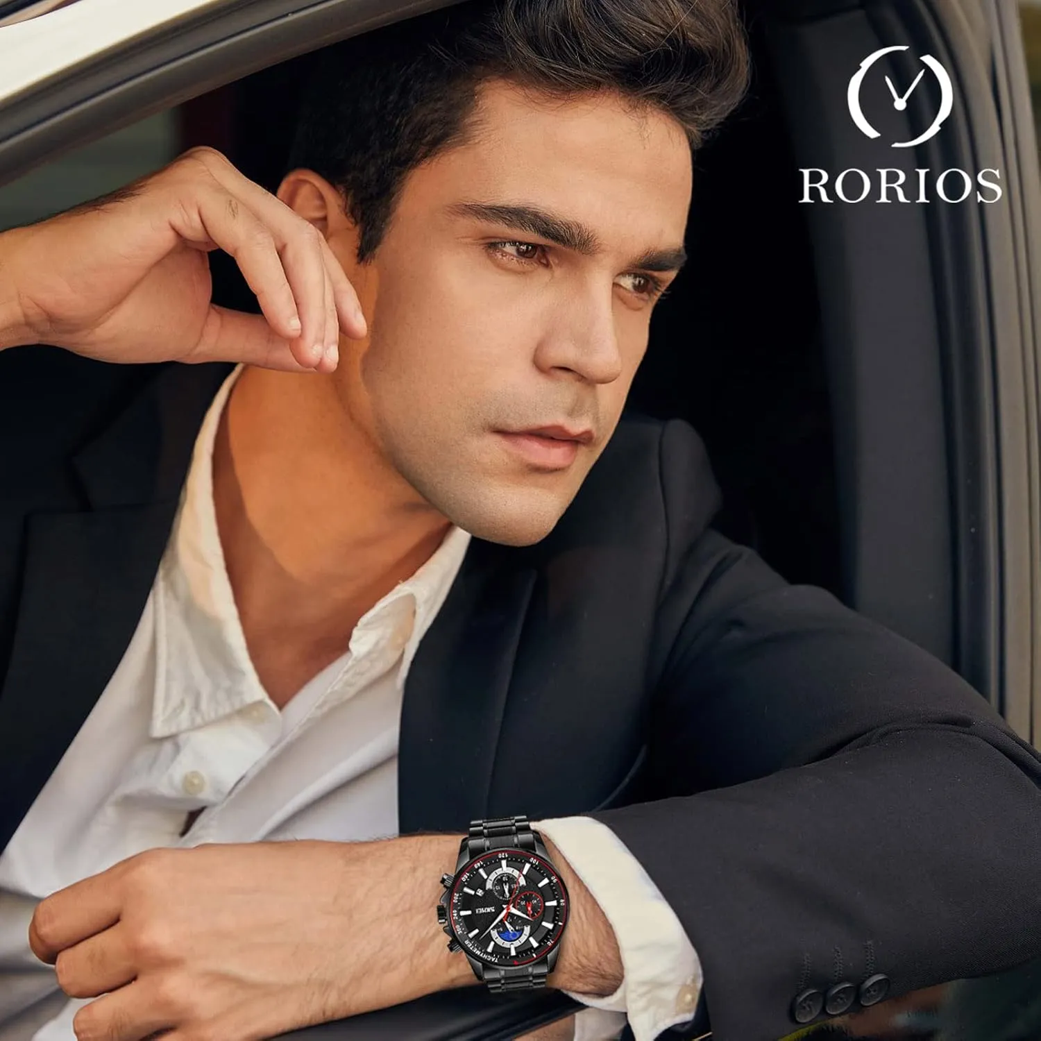 with Stainless Steel Brecelet Fashion Chronograph Watch Watch for Men RORIOS Mens Watches Waterproof Analogue tolerate recycle Quartz Watch 
