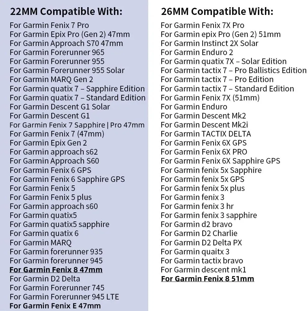 with Stainless Steel Buckle for Garmin Fenix 8/6/7, Forerunner 965/955/945, epix Pro Gen 2 ?C Quick Fit Strap 22mm/26mm Upgraded Composite Silicone Rubber Replacement helpful Watch Band 