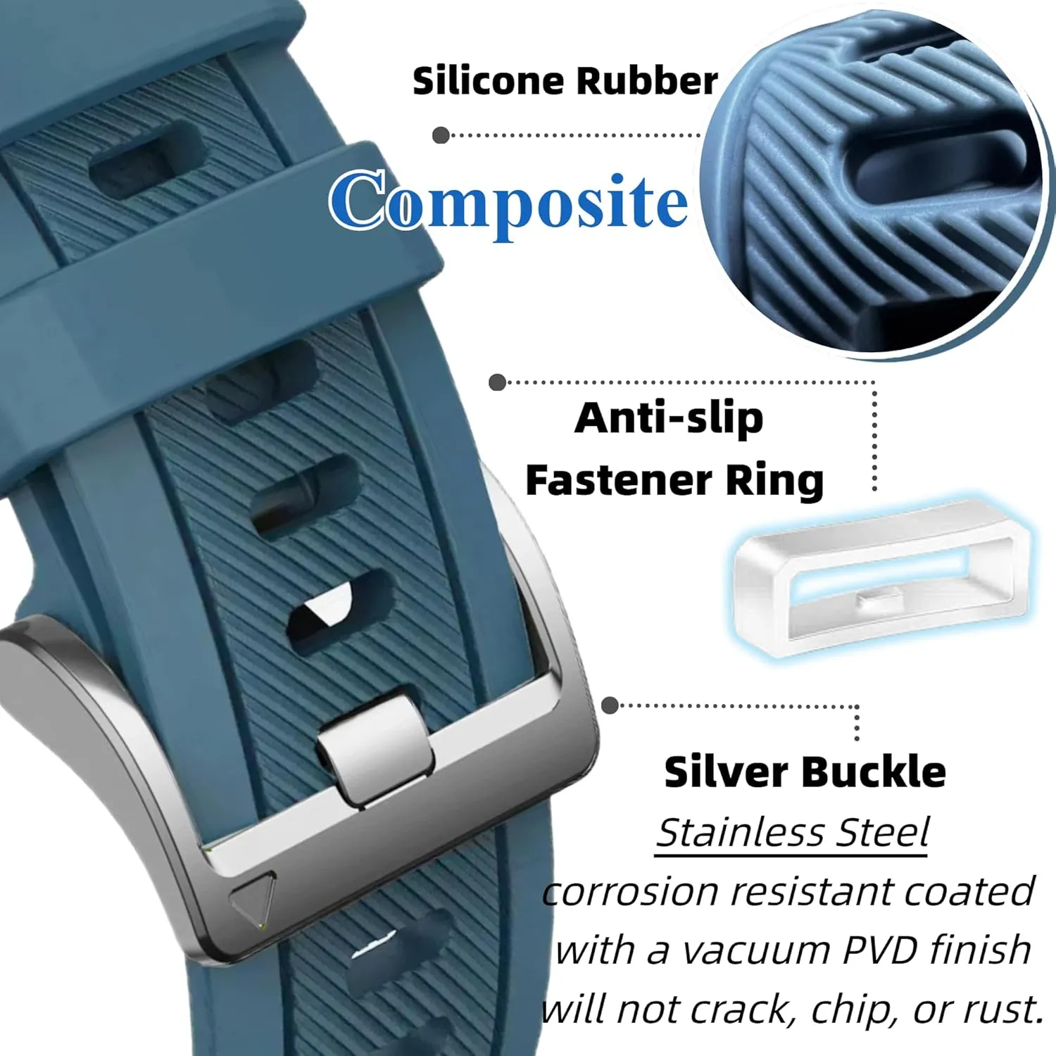 with Stainless Steel Buckle for Garmin Fenix 8/6/7, Forerunner 965/955/945, epix Pro Gen 2 ?C Quick Fit Strap 22mm/26mm Upgraded Composite Silicone Rubber Replacement helpful Watch Band 