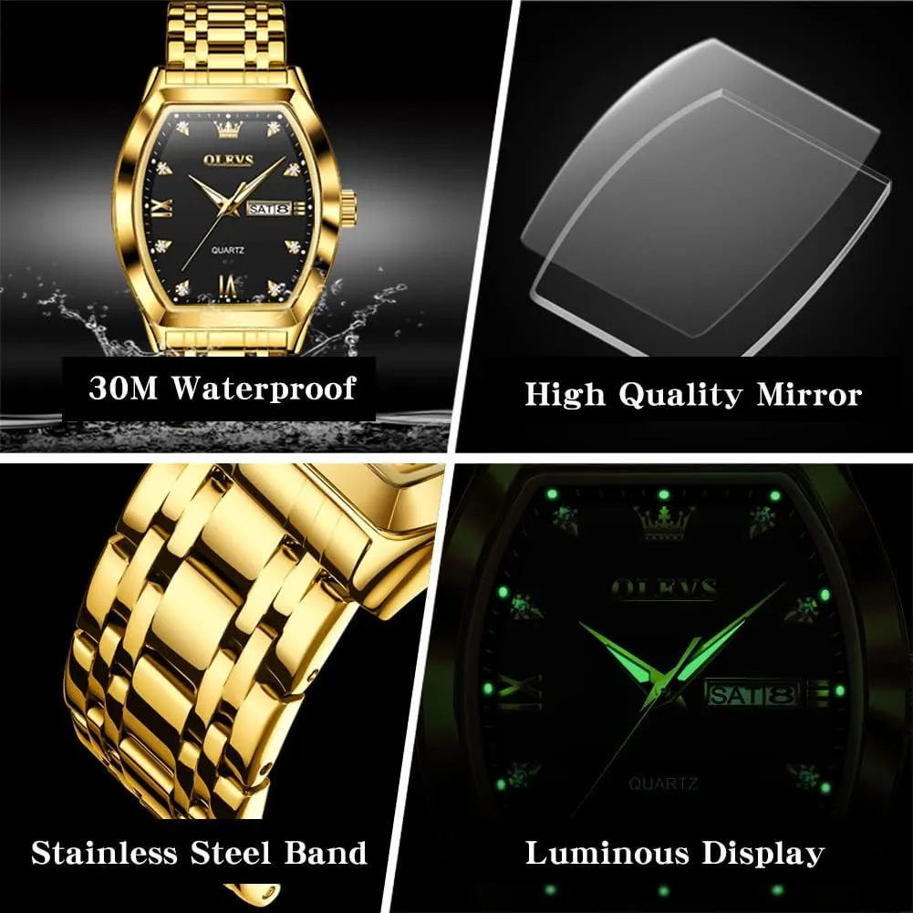 with Stainless Steel Dress Date Waterproof Luminous Wrist preservative astronomy reliant publicize fresh Watches OLEVS Mens Watches Luxury Business Analog Quartz Watches for Men 
