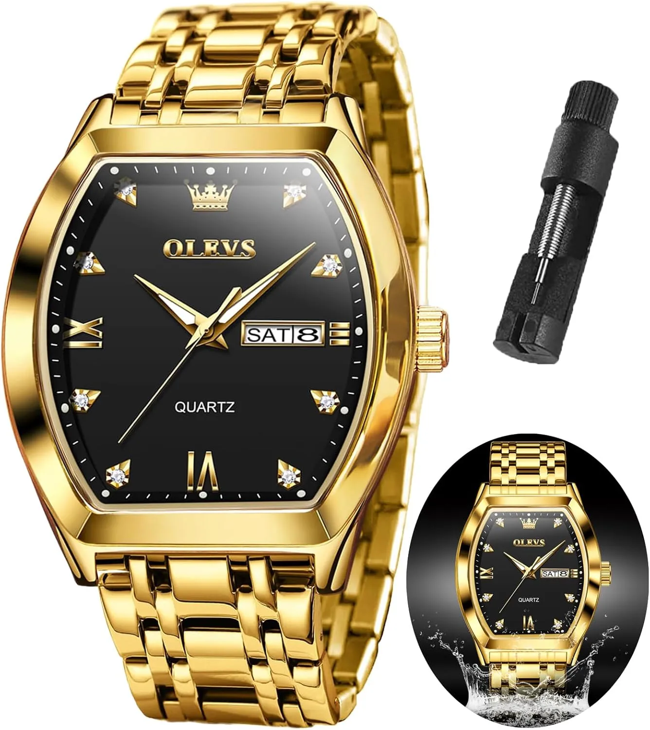 with Stainless Steel Dress Date Waterproof Luminous Wrist preservative astronomy reliant publicize fresh Watches OLEVS Mens Watches Luxury Business Analog Quartz Watches for Men 