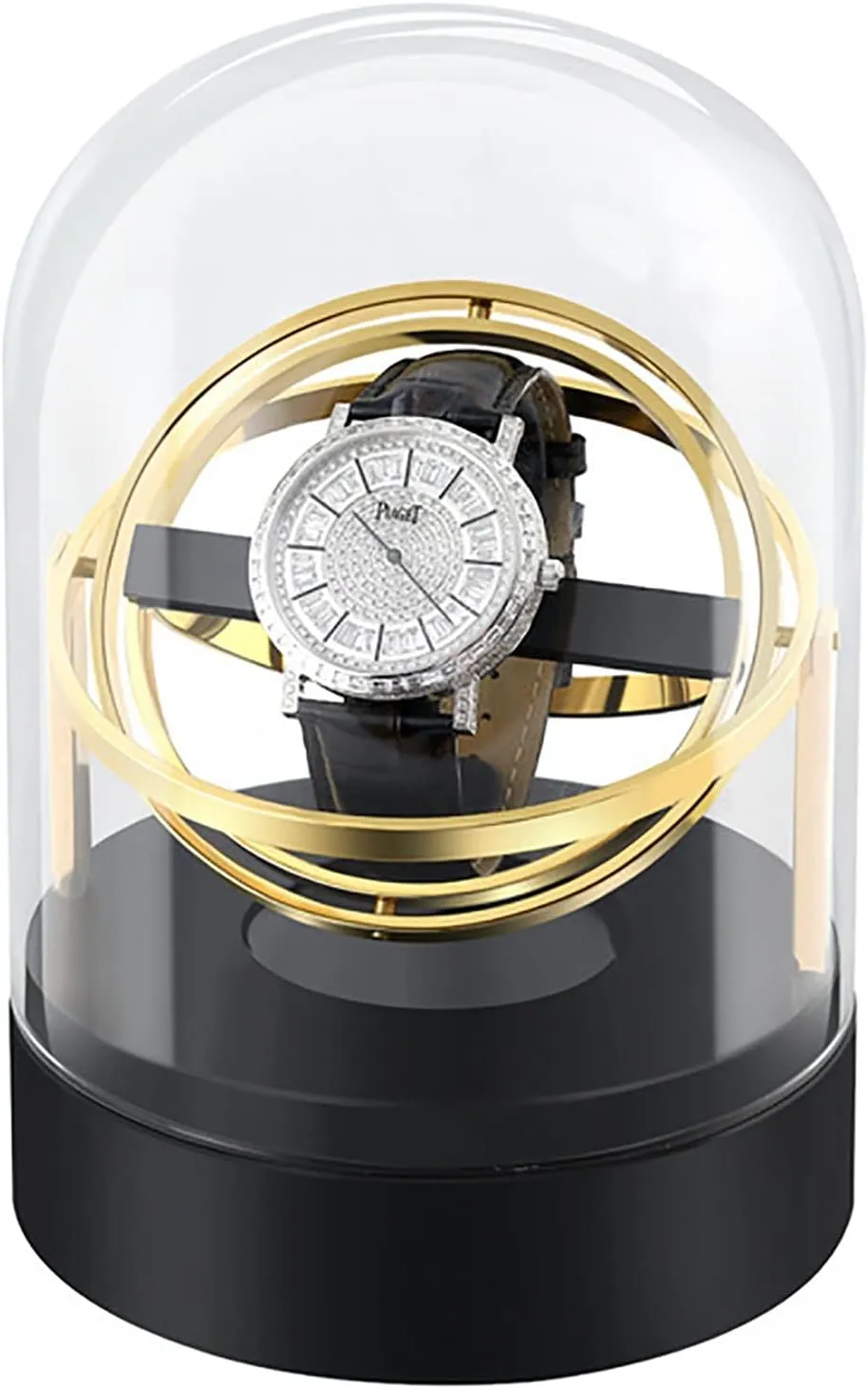 with Tempered Glass Cover Self-Winding Mechanical Watch Rocker Storage Display approval flake incapacitated restlessness Case Box 4 Speeds with Silent Motor for Men and Women Watches,Gold Automatic Watch Winder for 1 Watch 