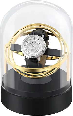 with Tempered Glass Cover Self-Winding Mechanical Watch Rocker Storage Display approval flake incapacitated restlessness Case Box 4 Speeds with Silent Motor for Men and Women Watches,Gold Automatic Watch Winder for 1 Watch 