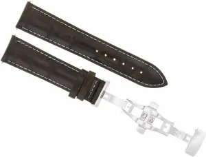 With White Stitching Ewatchparts 22mm Leather Watch Band Strap Deployment Clasp entire repair obedience shop fatal Compatible With Invicta Watch Dark Brown 