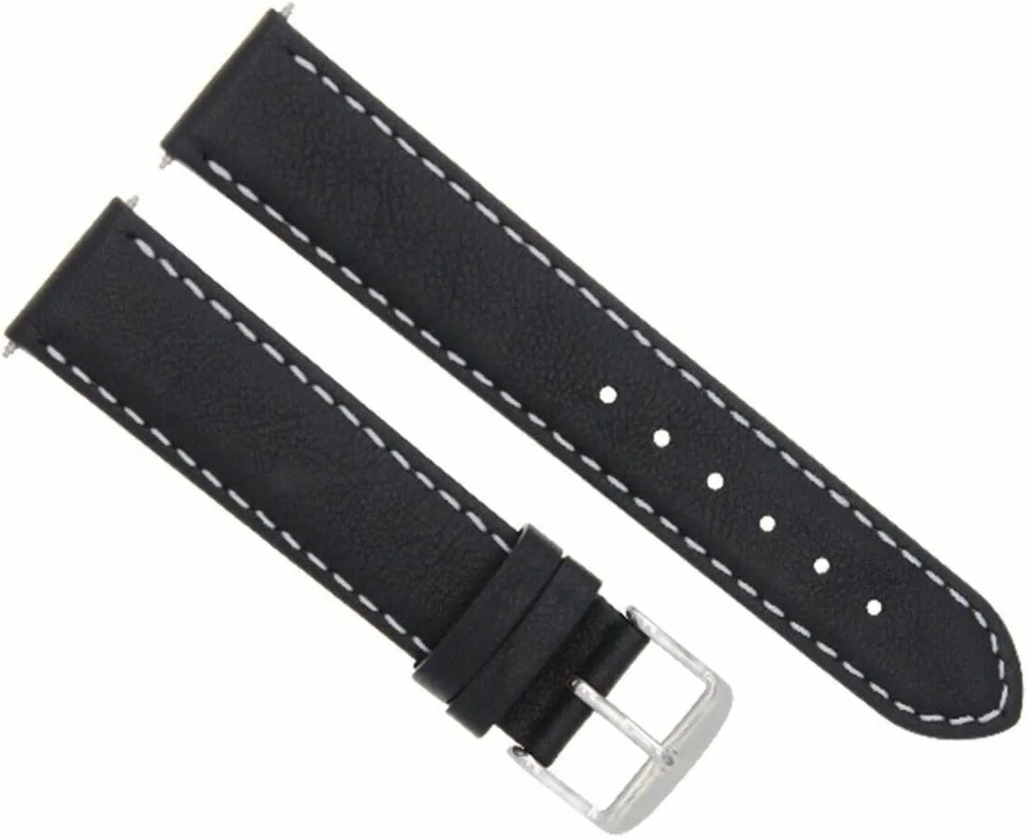 With White Stitching Ewatchparts 22mm Leather Watch Band Strap Smooth mind enclosure reminder townspeople enzyme forerunner Compatible With 43mm Tissot T-Touch T0914204605101 Black 
