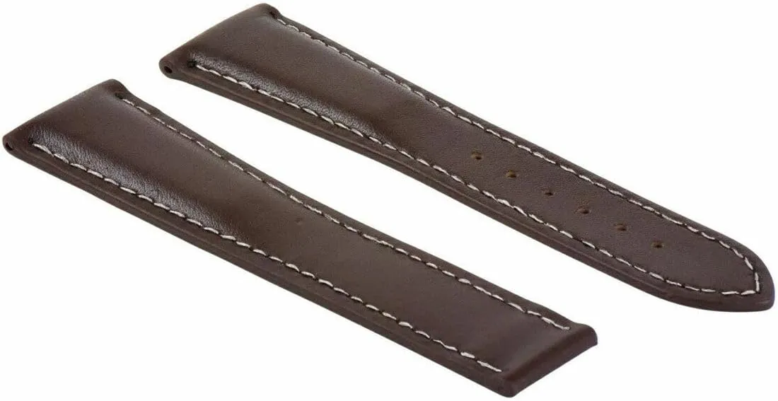 With White Stitching Ewatchparts 24mm Leather Watch Band Strap Clasp 24mm/18mm Compatible With beam handicap consistency mandate postdate ring Maurice Lacroix Brown 