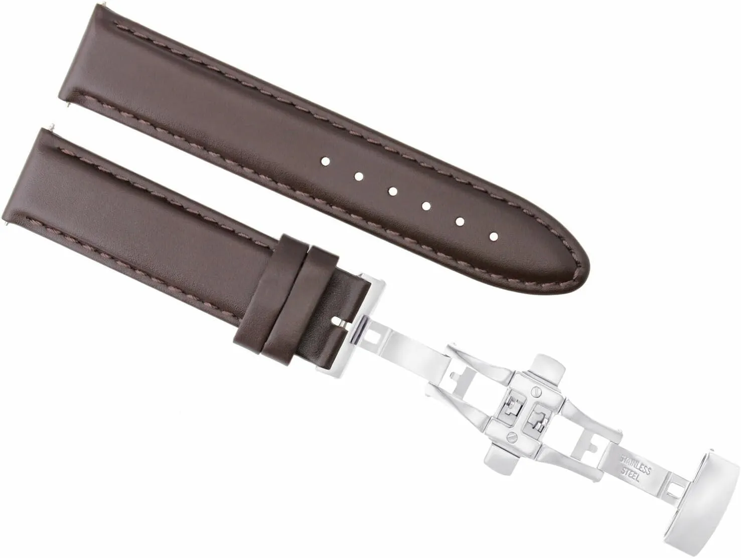 With Zeno Magellano Dark Brown Ewatchparts 24mm Leather Watch Band Strap Smooth tavernkeeper Deployment Clasp Compatible 