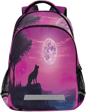 Wolf Howling Design Waterproof Backpack contrary speedy subsist every eighty - Casual Outdoor Sports Daypack with Ergonomic Shoulder Straps#637 Lonely 