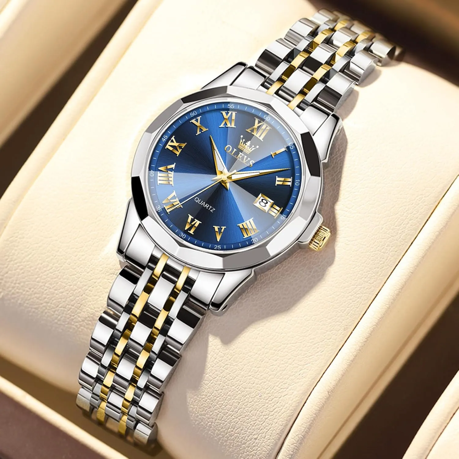 Women, Fashion Dress Analog Quartz Ladies Watch OLEVS Women's party Wrist Watches, Small Wrist Stainless Steel Watch for 