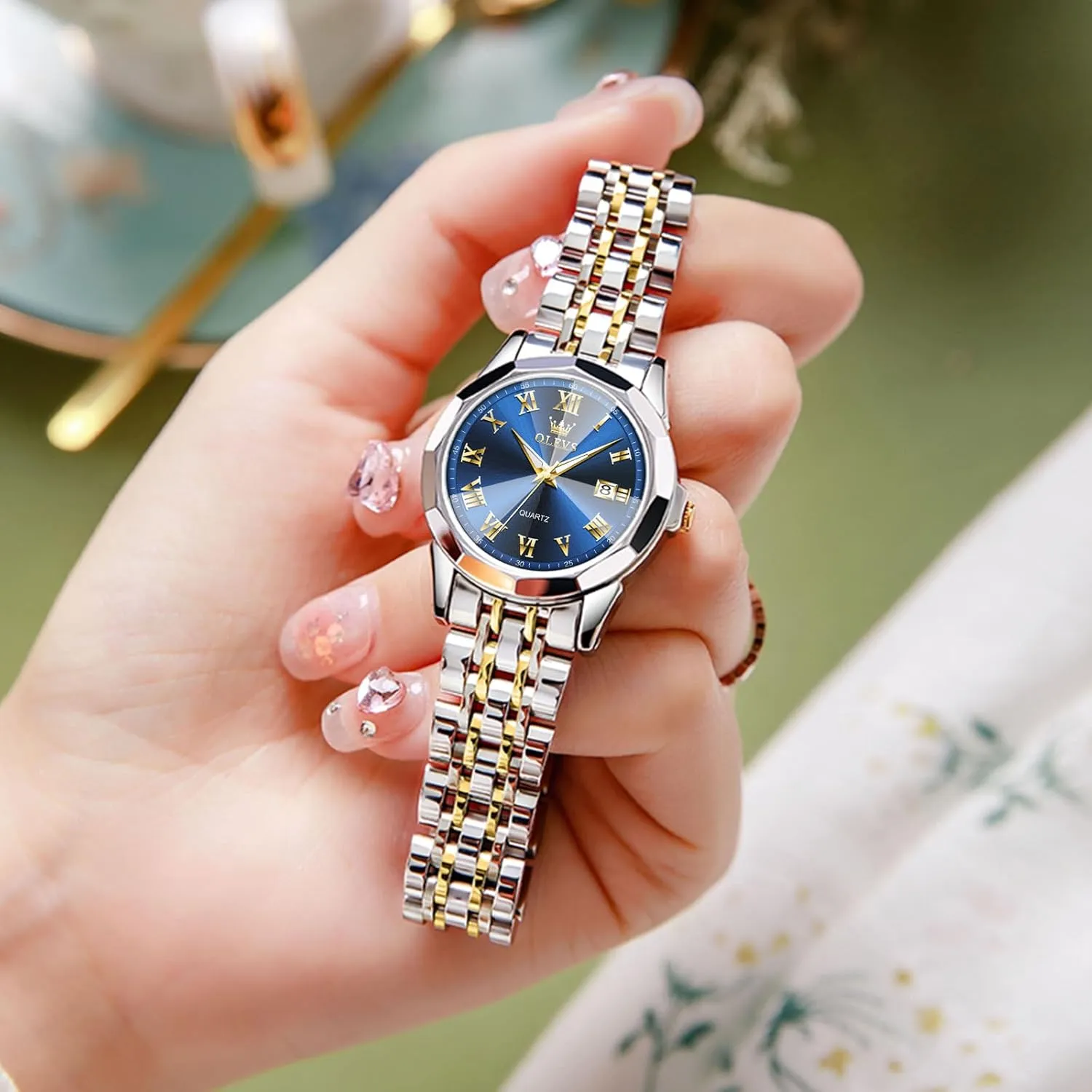 Women, Fashion Dress Analog Quartz Ladies Watch OLEVS Women's party Wrist Watches, Small Wrist Stainless Steel Watch for 