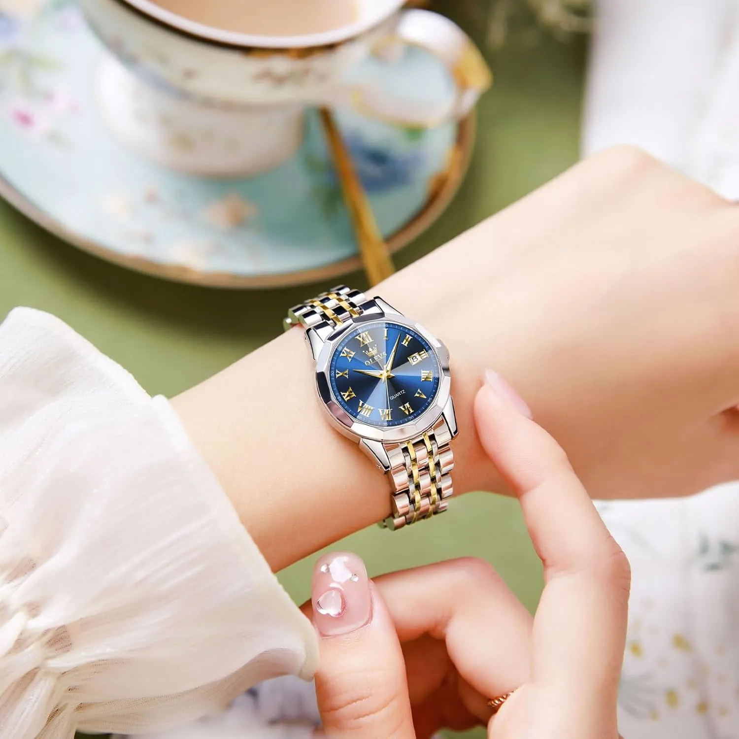Women, Fashion Dress Analog Quartz Ladies Watch OLEVS Women's party Wrist Watches, Small Wrist Stainless Steel Watch for 