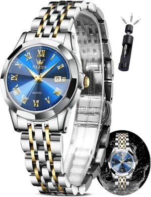 Women, Fashion Dress Analog Quartz Ladies Watch OLEVS Women's party Wrist Watches, Small Wrist Stainless Steel Watch for 