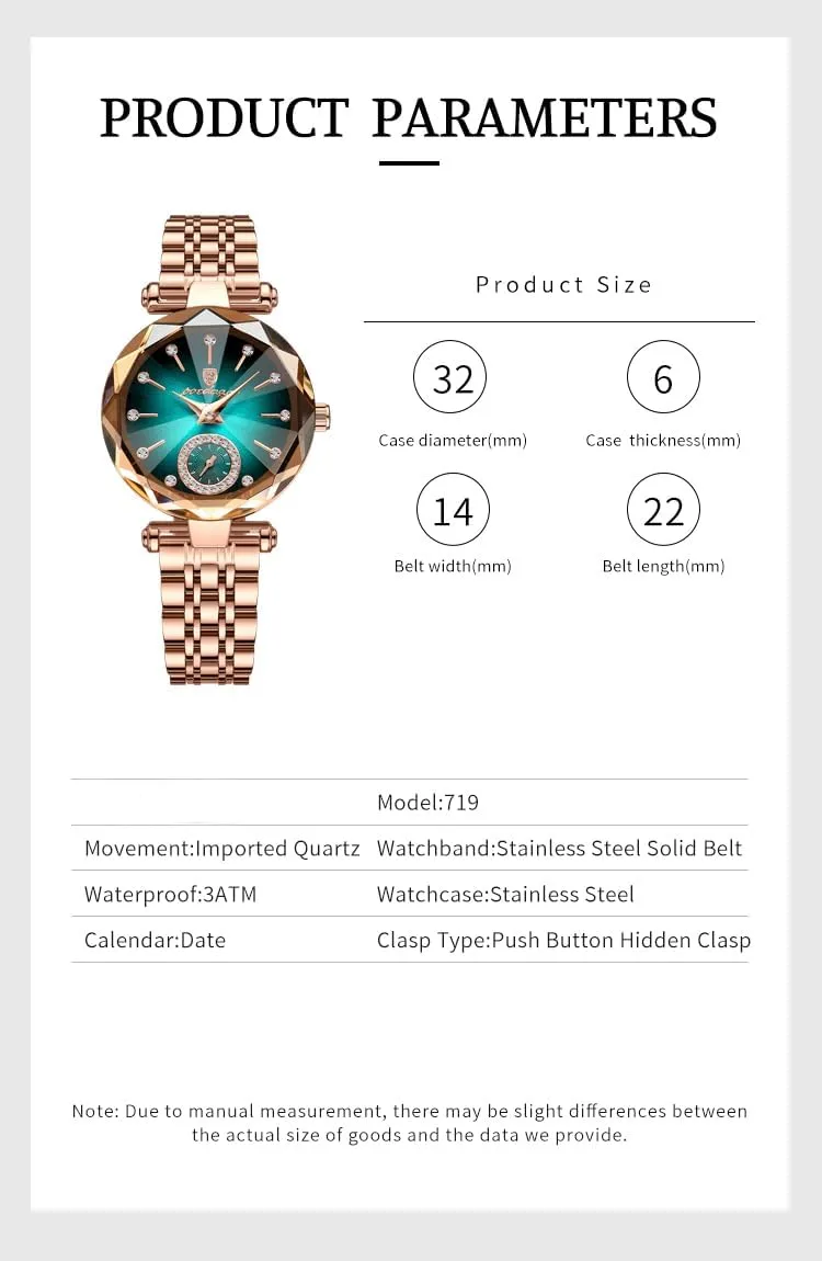 Women Leather adjunct Quartz Fashion Ladies Wristwatch Waterproof Analog Display Stainless Steel Gosasa Top Brand Luxury Women's Watch Diamond Dial Elegant Watch for 