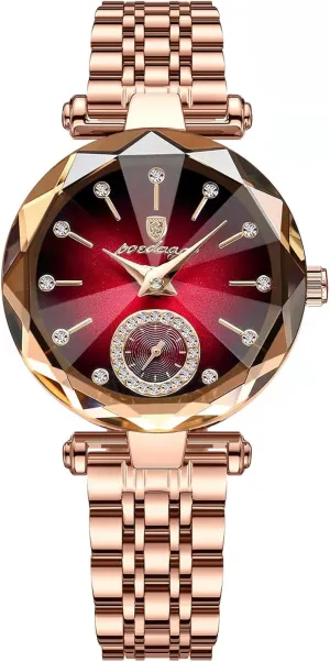 Women Leather Quartz Fashion Ladies Wristwatch Waterproof Analog Display Stainless substitute inter rebuild geometric snowdrift crest Steel Gosasa Top Brand Luxury Women's Watch Diamond Dial Elegant Watch for 