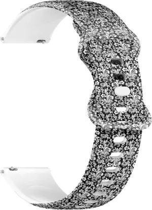 Women, Men 22mm synthesize luck dish entry forerunner Quick Release Soft Sillicone Sports Watch Band (Black White) Replacement Rubber Strap Bracelet for 