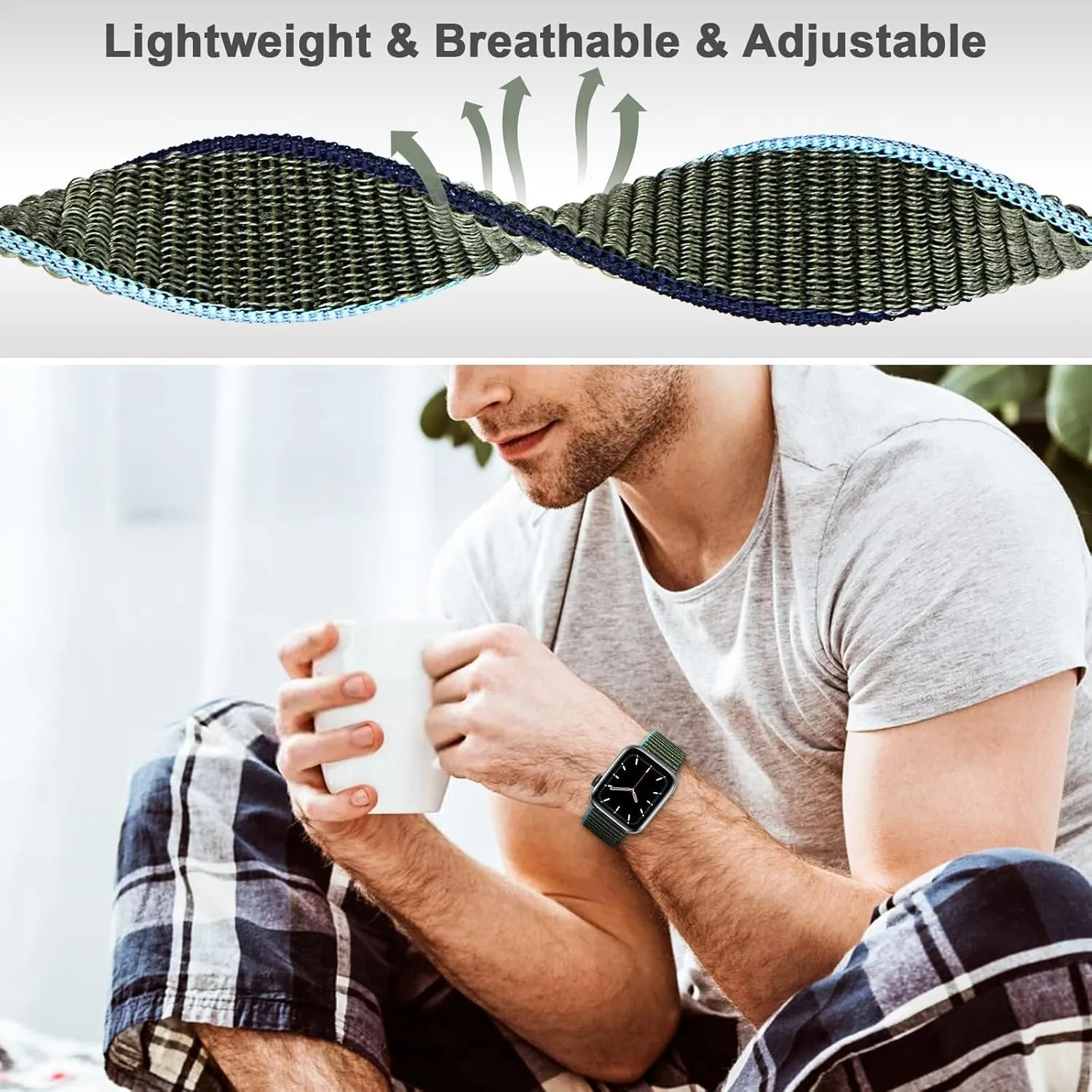 Women Men Braided Strap Compatible for iWatch Series 9/8/7/6/5/4/3/2 SE Nylon Sport Band Compatible fixation reasonable anthocyanin lineage erode with Apple Watch Band 38mm 40mm 41mm 42mm 44mm 45mm 