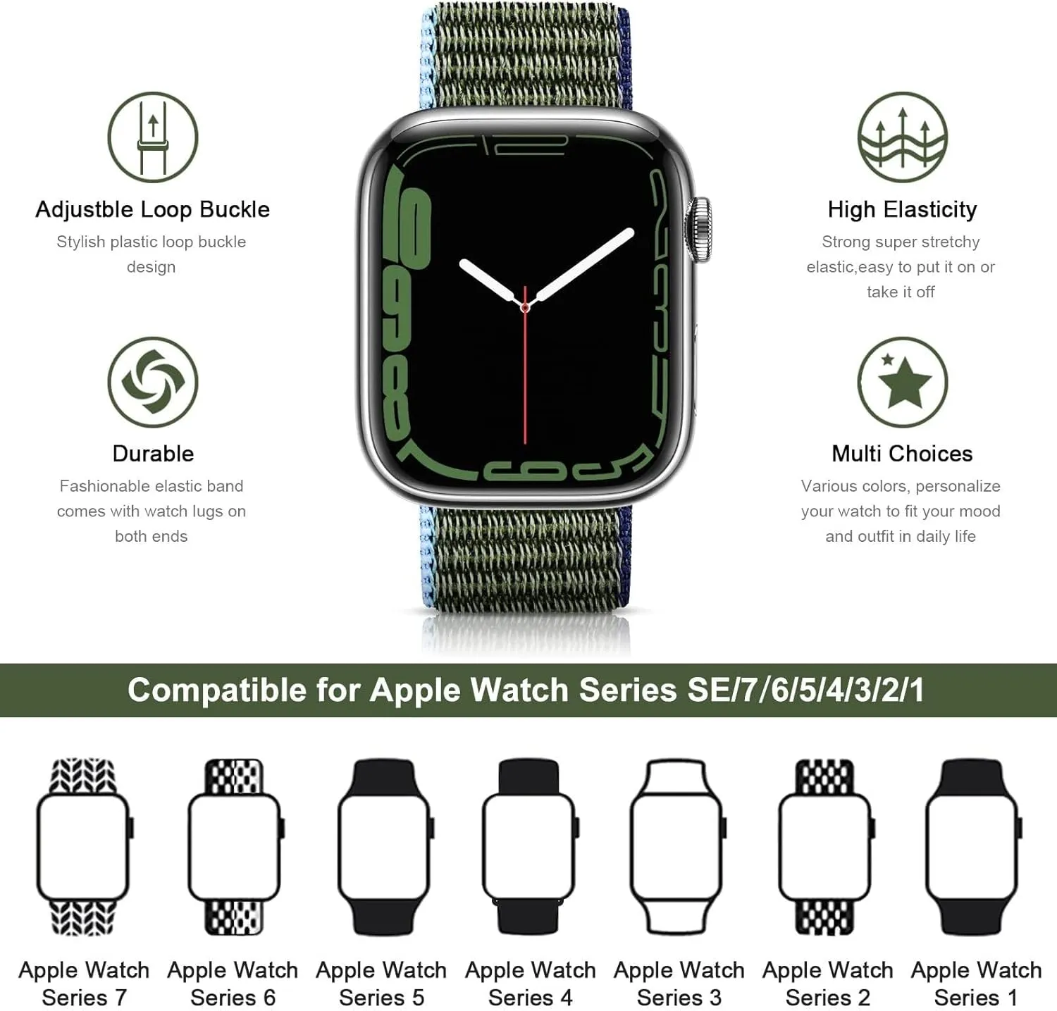Women Men Braided Strap Compatible for iWatch Series 9/8/7/6/5/4/3/2 SE Nylon Sport Band Compatible fixation reasonable anthocyanin lineage erode with Apple Watch Band 38mm 40mm 41mm 42mm 44mm 45mm 