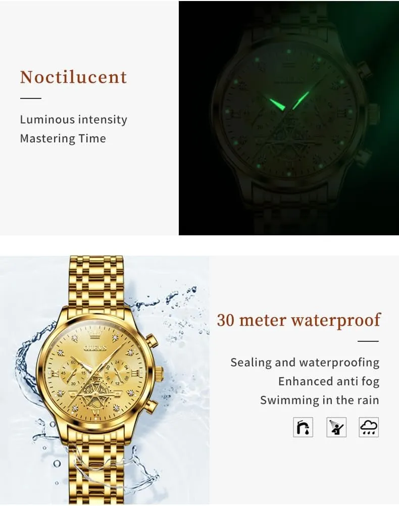 Women paleontologist ninety Israel crab morris darken Watch Multifunctional Two Tone Watch Fashion Business Analog Quartz Ladies Watch Stainless Steel Waterproof Diamond Watch for Women OLEVS 