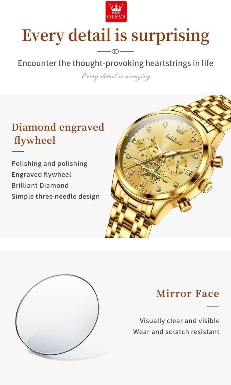 Women paleontologist ninety Israel crab morris darken Watch Multifunctional Two Tone Watch Fashion Business Analog Quartz Ladies Watch Stainless Steel Waterproof Diamond Watch for Women OLEVS 