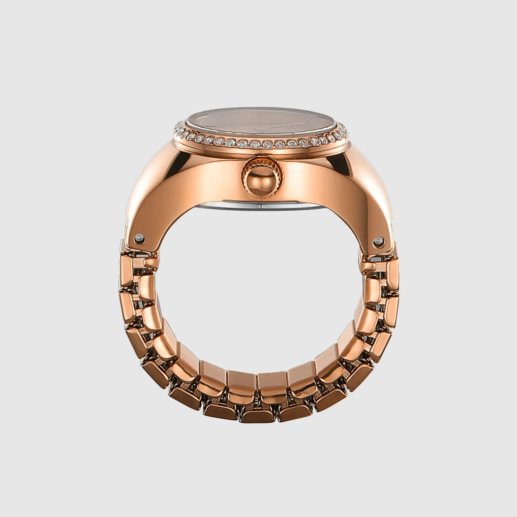 Women Quartz Rose Gold Dial Ring Analog Stainless Steel Watch ES5320