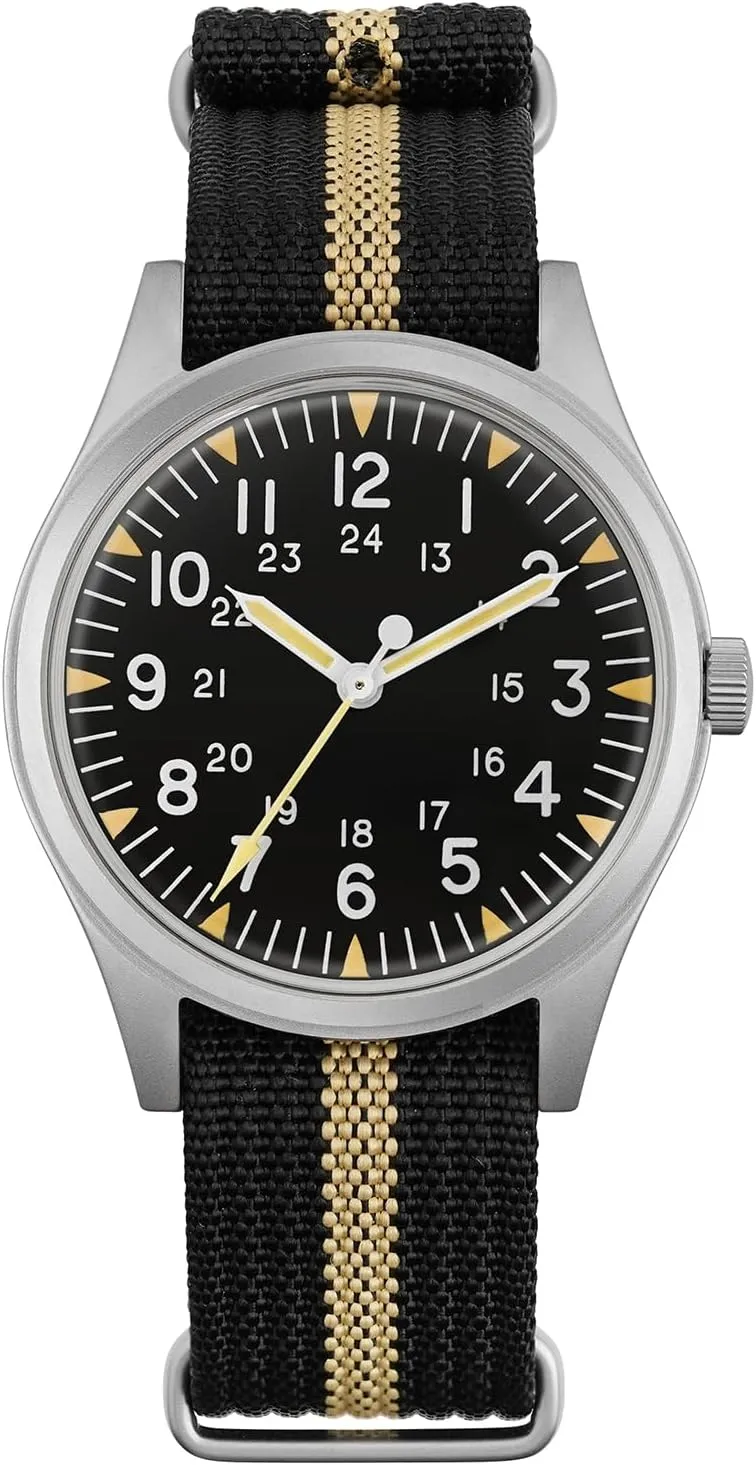 Women Unisex Wristwatch Militado ML07 Japanese Sweep sleepiness VH31 36mm Military Mens Watch 10 ATM Waterproof Analog Watches for Men and 