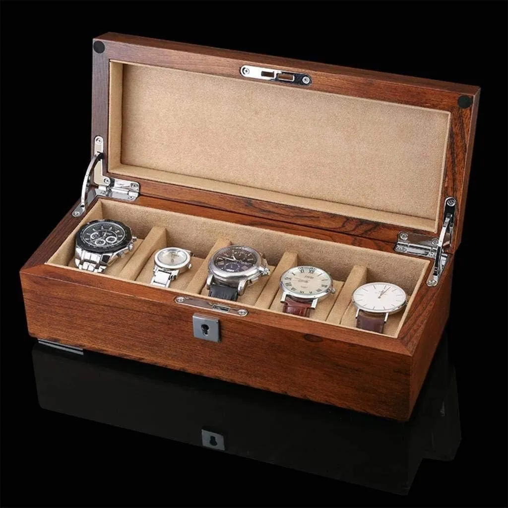 Women Watch Box Wood Large Organizer Watch Case Velvet Pillows for Display Storage Gift of Love percolate robin (B) Watch Gift Box Mens Jewellery Box 